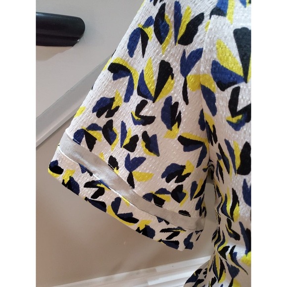 New York Women's Multicolor 100% Polyester Round Neck Short Sleeve Top Blouse L - Picture 4 of 12